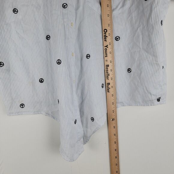 Madewell Button Up Shirt Womens Size S White Short Sleeve Collar Peace Sign - Picture 2 of 10